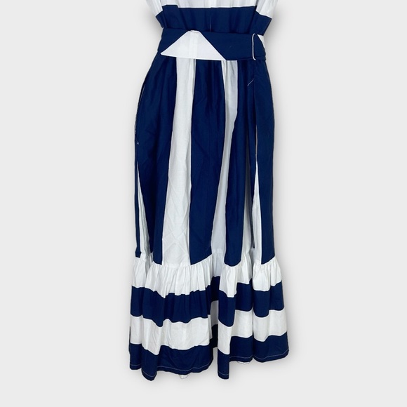 J. Crew Striped Poplin Midi Dress Navy and White Size 10 CA438 New - Picture 9 of 11